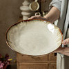High-value irregular deep plate retro 9-inch salad plate kiln ceramic rice plate cross-border export food preparation plate