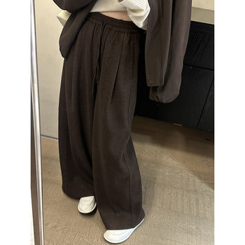 Mmc Dition Women's Casual Pants Autumn and Winter New Thickened High-End Wool Straight Wide-Leg Pants Drapey Mochi Pants