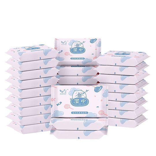 10 Pieces Mini Wet Wipes Small Bag Portable 10 Wipes Baby Hand Mouth Children's Wipes Paper Disposable Cleaning Wipes