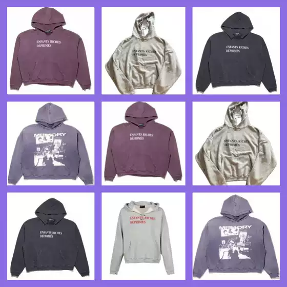 Wholesale Foreign Trade Erd Melancholic Rich Kid Letter Slogan Portrait Washed Vintage High Street Loose Hooded Sweatshirt Trendy