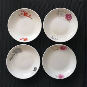 Ceramic Source Factory Fashionable Gold Flower 6inch Fruit Plate Ceramic Serving Dish 2 Yuan Store Ceramic Cold Dish Plate