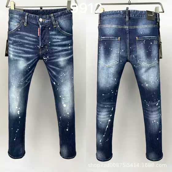 9912 Quadratic High Street Trendy Brand Jeans American Cross-border Men's Straight Jeans European Station Jeans