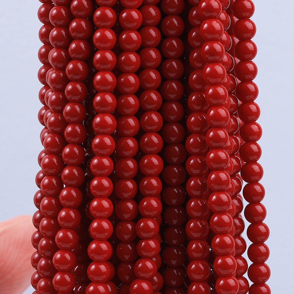 玻璃仿玉圆珠纯色散珠手工diy玉髓手链项链散珠子琉璃珠饰品配件