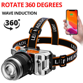 Cross-border multi-functional head-mounted flashlight outdoor led charging treasure fishing miner's lamp zoom strong light induction headlight