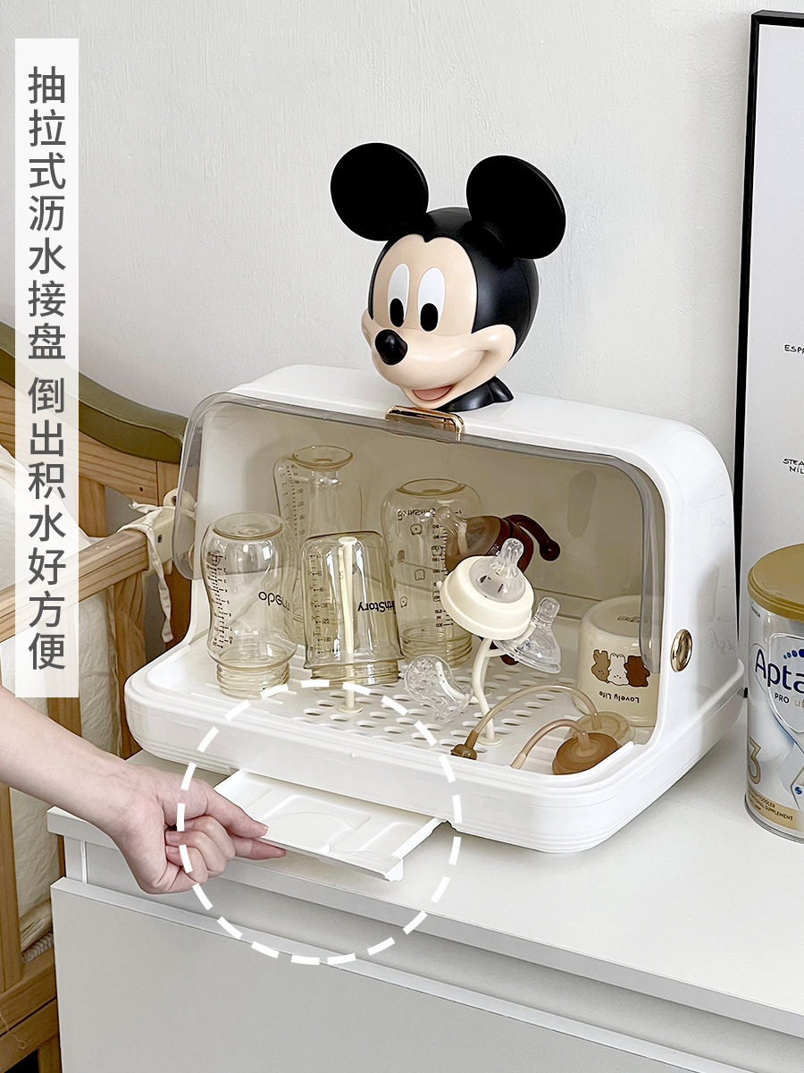 Bottle Storage Box Drain Dustproof Storage Box Baby Baby Tableware Drying Rack Drain Rack Wholesale