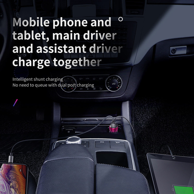 Baseus 45W Dual-Port Fast Charging Digital Display Car Mobile Phone Charger Suitable for Huawei Samsung Apple Flash Charging Car Charger