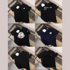 New Summer Original Mon Short-Sleeve T-Shirt for Men, Casual Embroidered Round-Neck Moncler Men's T-Shirt, Couple Style