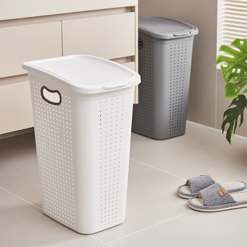 Manufacturer's Ready-Made Dirty Clothes Basket with Lid, Partitioned Storage Basket, Household Bathroom Storage Basket, Extra Large Light Luxury Dirty Clothes Basket