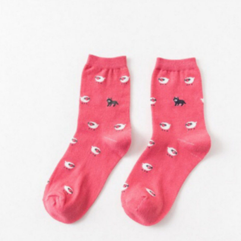 春秋新款卡通直板狗中筒袜棉质袜子女 诸暨厂家批发