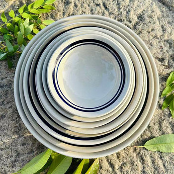 ✅ Old-Fashioned Earthenware Double-Line Shallow Bowl Ceramic Bowl Commercial Hot Pot Small Ingredient Bowl Wine Bowl Steamed Vegetable Small Bowl Dish Bowl Noodle Bowl Rice Bowl