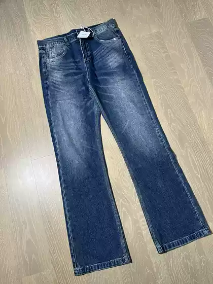 Independent Original Cow 523 American High Street Heavy duty Washed Micro La Texture Handmade Jeans for Men and Women Clean Fit