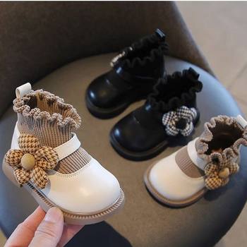 Baby toddler shoes soft bottom spring and autumn 1-2 one-year-old 3-year-old baby girl princess shoes flying woven girls' small leather shoes toddler shoes