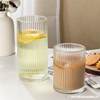 Ins Style Simple Striped Glass Cup American Coffee Cup Latte Juice Cup Cold Drink Cup Milk Breakfast Cup