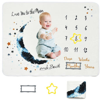 Moon Blanket Baby Milestone Blanket Digital Printing Double-Sided Flannel Photography Blanket Cover Blanket