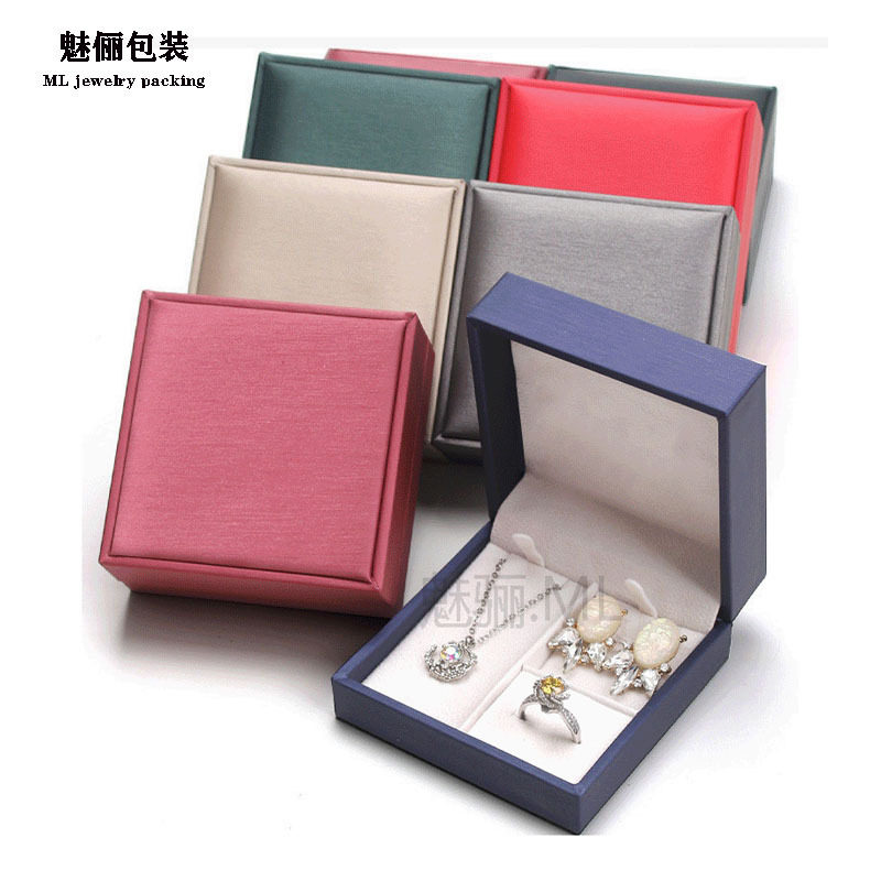 Spot brushed PU set box Jewelry pendant jewelry set box ring pendant earrings three-piece box can add LOGO