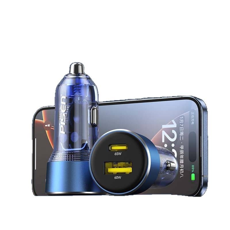 Pinsheng 65W Car Charger 30W Dual Port Pd Fast Charging One for Two Car Cigarette Lighter Conversion for Apple