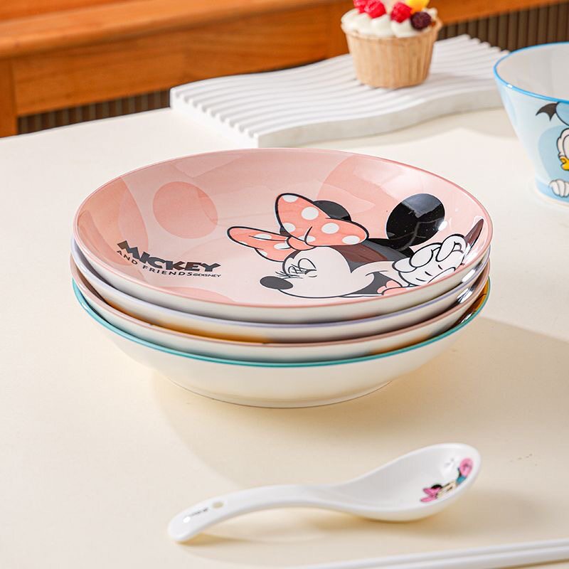 Disney Mickey Deep Dish Plate 8inch Ceramic Particularly Beautiful High-End Home High-Value Dinner Plate