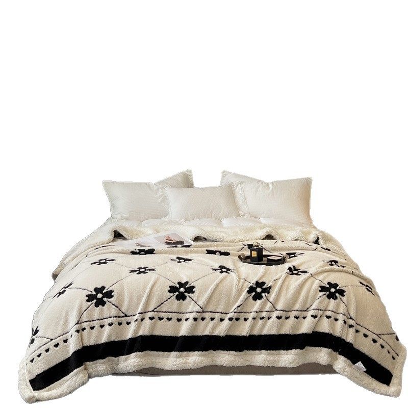 2025 Cross-Border Scandinavian Style Thickeneded Warm Cashmere Composite Blanket Simple Modern Leisure Blanket Nap Blanket Cover Blanket