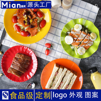A5 plastic plate round creative plate lace melamine tableware dinner plate commercial restaurant restaurant dish plate household
