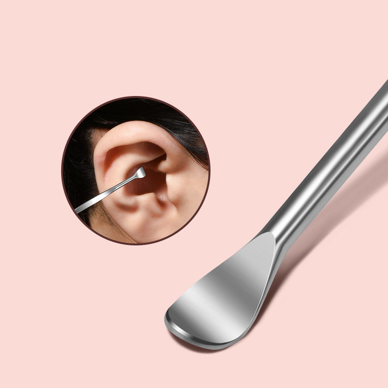 Kawasaki Ear Pick Pink Ear Cleaning Tool Stainless Steel Ear Scoop Single Ear Pick Ear Spoon