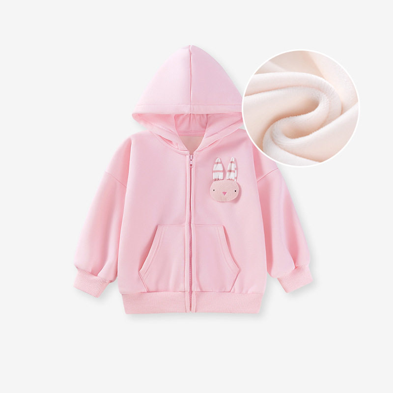 Pakaian anak pabrik sumber, hoodie anak perempuan berlapis bulu musim gugur, mantel anak lucu
