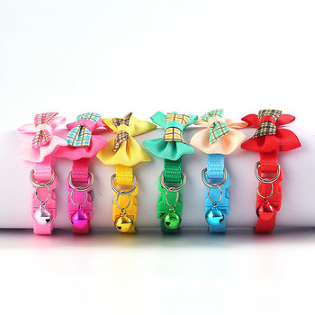 Teddy Cat Bow Plaid Collar Pet Bow Collar Cat Collar Dog Collar Bell Collar