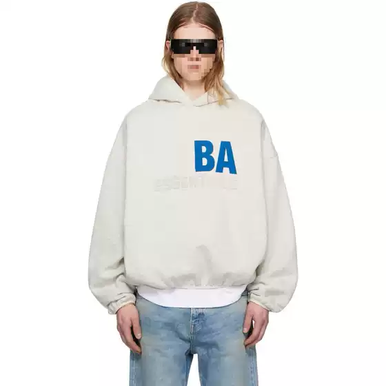 Correct Version of 25 Spring & Fall New Fog Multi-Thread Joint Team Series Pullover Hooded Flocking Sweatshirt for Men