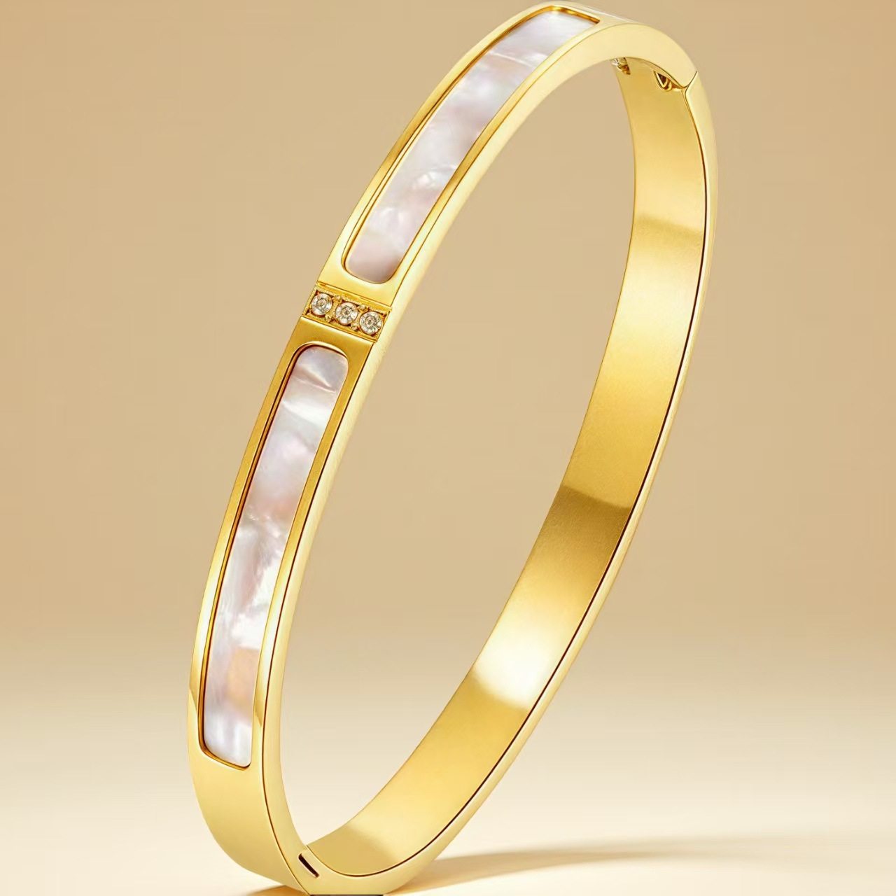 玫瑰金跨境钛钢女款手镯不锈钢轻奢高级感小众时尚锆石手环手镯