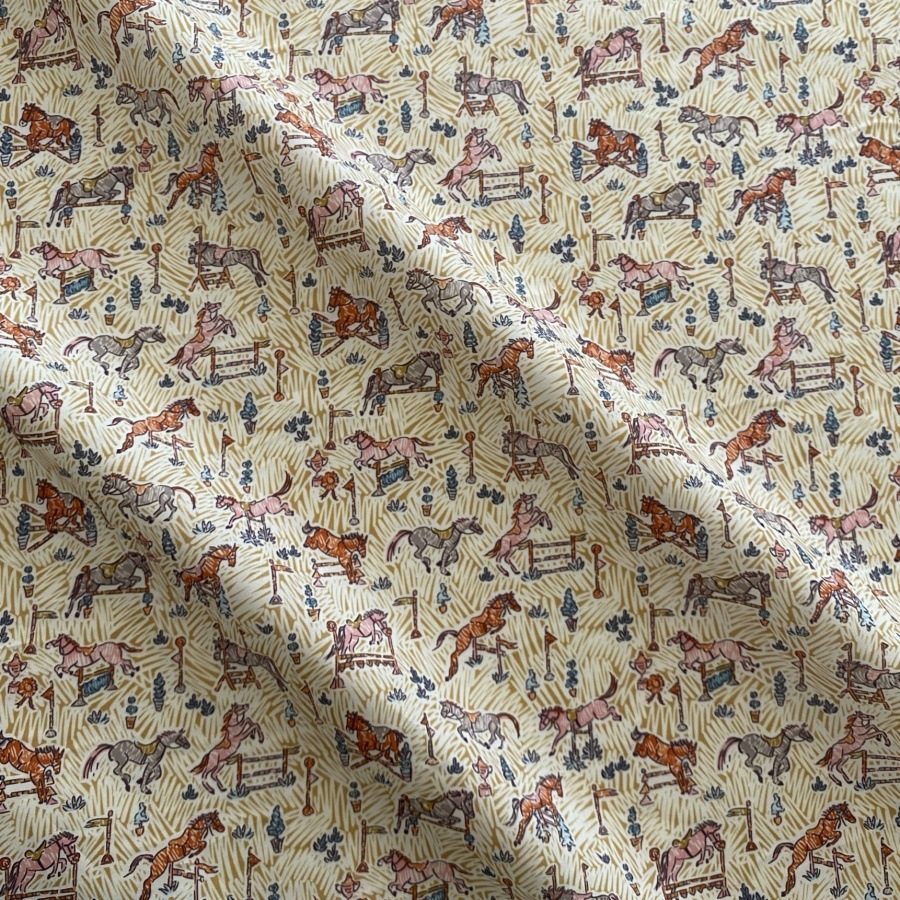 [80-Count Thickeneded American Long-Staple Cotton] Gymkhana Pony Domestic Replacement Pure Cotton Thin Soft Printed Fabric