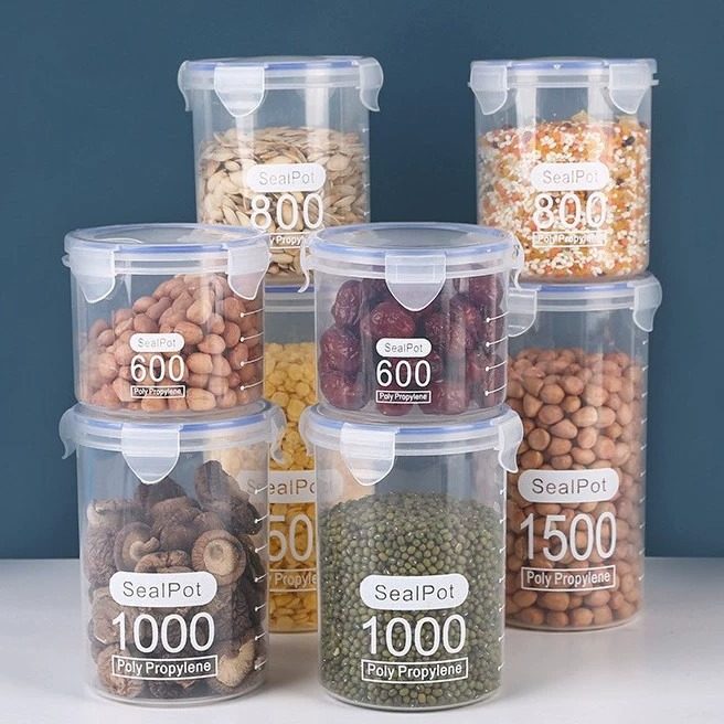 Large Transparent Plastic Sealed Jar Milk Powder Jar Tea Food Jar Kitchen Grain Storage Box Storage Jar
