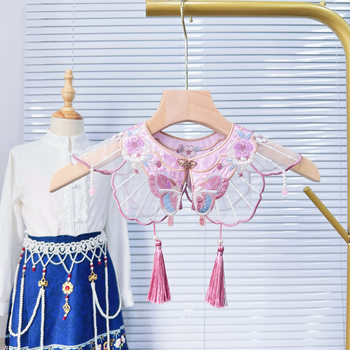 Butterfly Hanfu Horse-faced Skirt Accessories Cloud Shoulder Outer Wear Decorative Collar Heavy Embroidered Pearl Collar Children's Niche Small Shawl