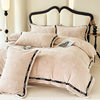 Winter solid color milk velvet four-piece set bed top thickened velvet bed sheet coral velvet flannel carved velvet quilt cover