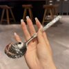 Stainless Steel Spoon Net Red Stone Pattern Spoon Household Dining Spoon Dessert Spoon Korean Long Handle Crack Spoon Spoon Spoon Spoon