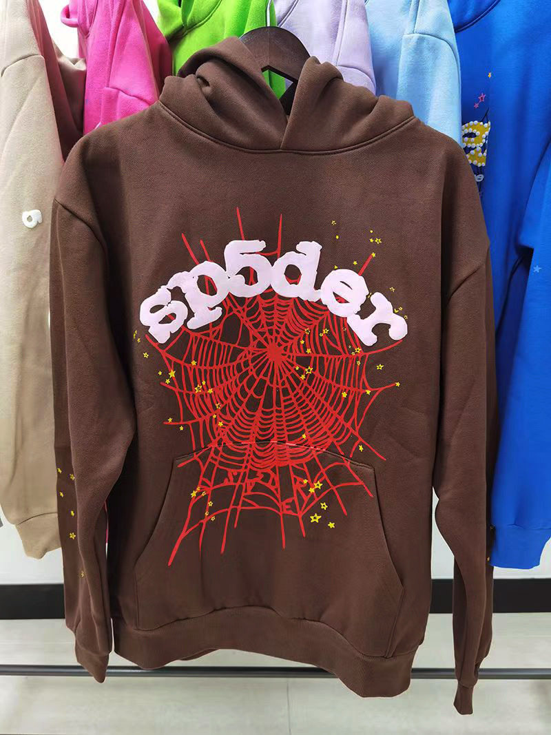 Overseas original heavy 450G thickened velvet sweater hoodie men's foam printed spider Sp5der hoodies
