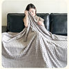 New Autumn and Winter Thickened Wide Striped Cut Flower Imitation Rabbit Plush Milk Velvet Flannel Blanket Lunch Break Blanket Source Wholesale