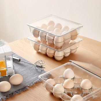 Refrigerator Egg Storage Box with Lid Fresh-keeping Storage Box for Kitchen Eggs Plastic Box Anti-fall Egg Holder Stackable