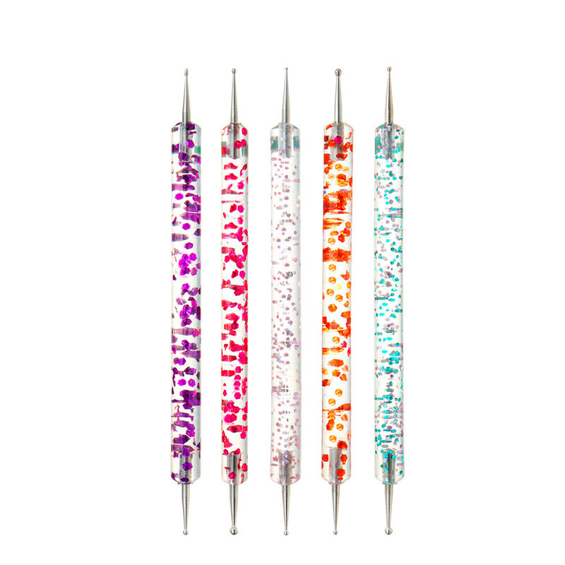 Nail art double-head drill pen 5 sequin thread rod drill needle set double-head acrylic dot pen wholesale