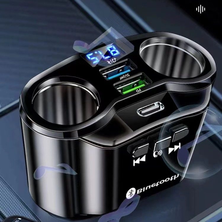 New Car Phone Charger Super Fast Charging Adapter One-To-Three Bluetooth Player Fm Transmitter for Car