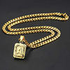 European and American Electroplated 18k Real Gold Cuban Chain Figaro Chain Square English Capital Letter Pendant Necklace