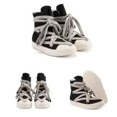 Versatile Casual Street Style Trendy High-Top Canvas Shoes 2026 European American Style Cross Lace-Up Thick Sole Height Increasing Men's Sneakers