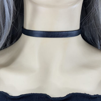 Cross-Border European and American Black Cool Pu Short Choker Women's Clavicle Chain Necklace Leather Leather Necklace New
