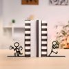 Cross-Border Creative Stickman Bookend Black and White Simple Style Bookend Home Study Desktop Book Storage Decorative Ornaments