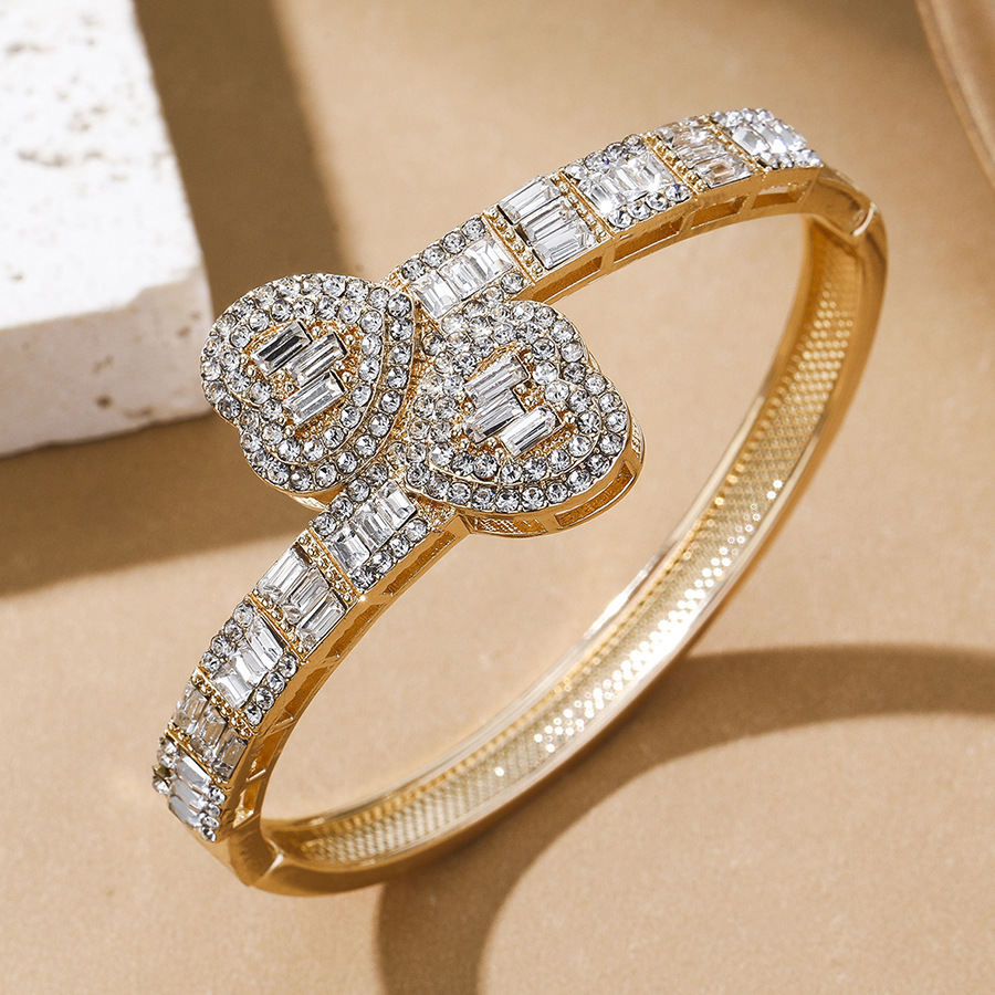 跨境嘻哈满钻爱心手环手镯Hiphop欧美时尚个性手饰 工厂直销批发