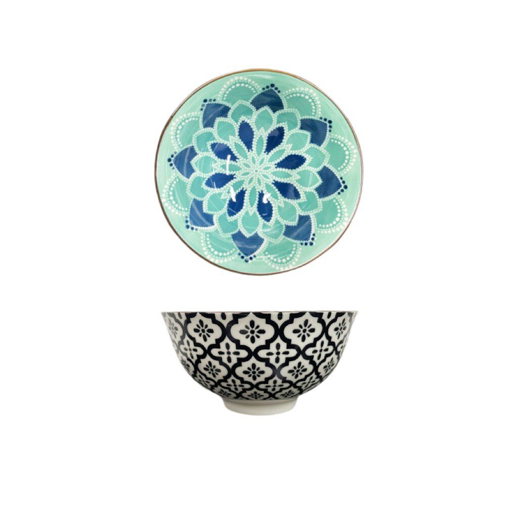 Cross-Border Bohemian Ceramic Bowl Japanese Tableware Rice Bowl Salad Bowl Set Amazon Temu Bowl and Chopsticks Gift Set