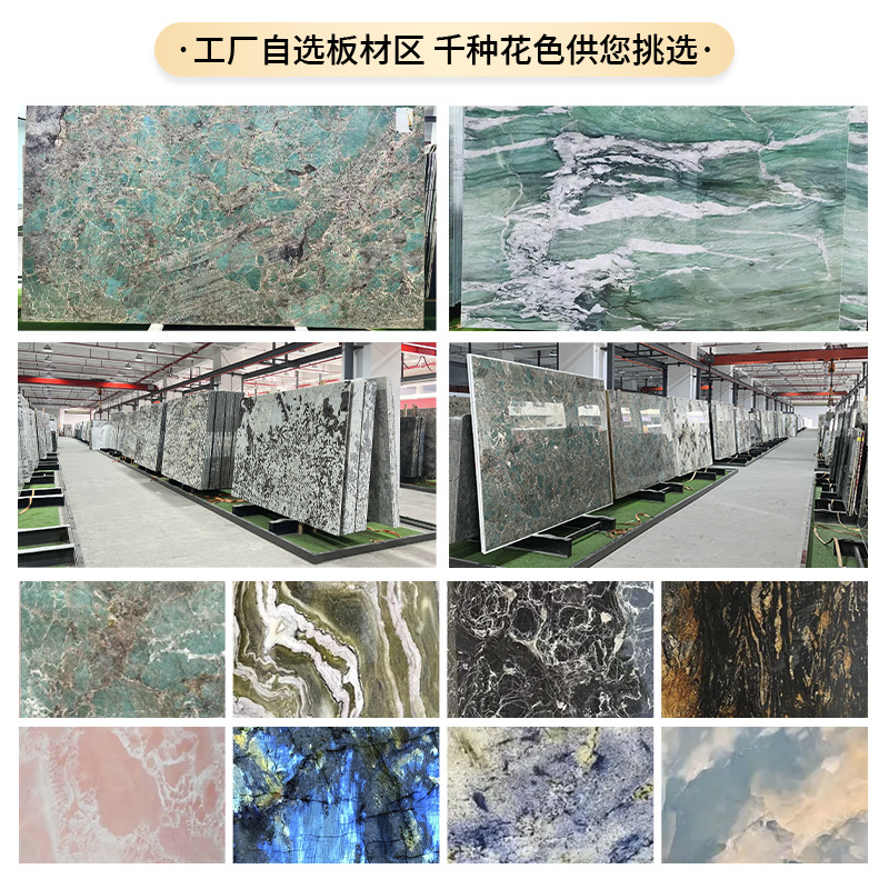 定制实木奢石餐桌新中式带转盘圆桌小户型高端景泰蓝大理石餐桌