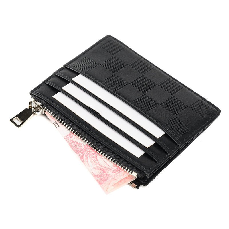 2024 new zipper ultra-thin card bag multi-card short solid color card bag certificate driver's license small wallet wholesale