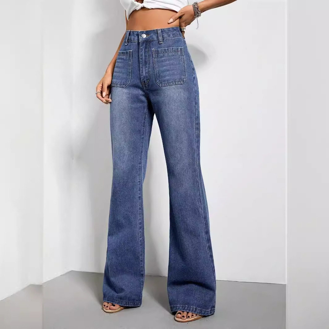 High Waisted Wide Leg Jeans Loose Fit Casual Style Denim Fabric Perfect for Everyday Wear Wholesale Available