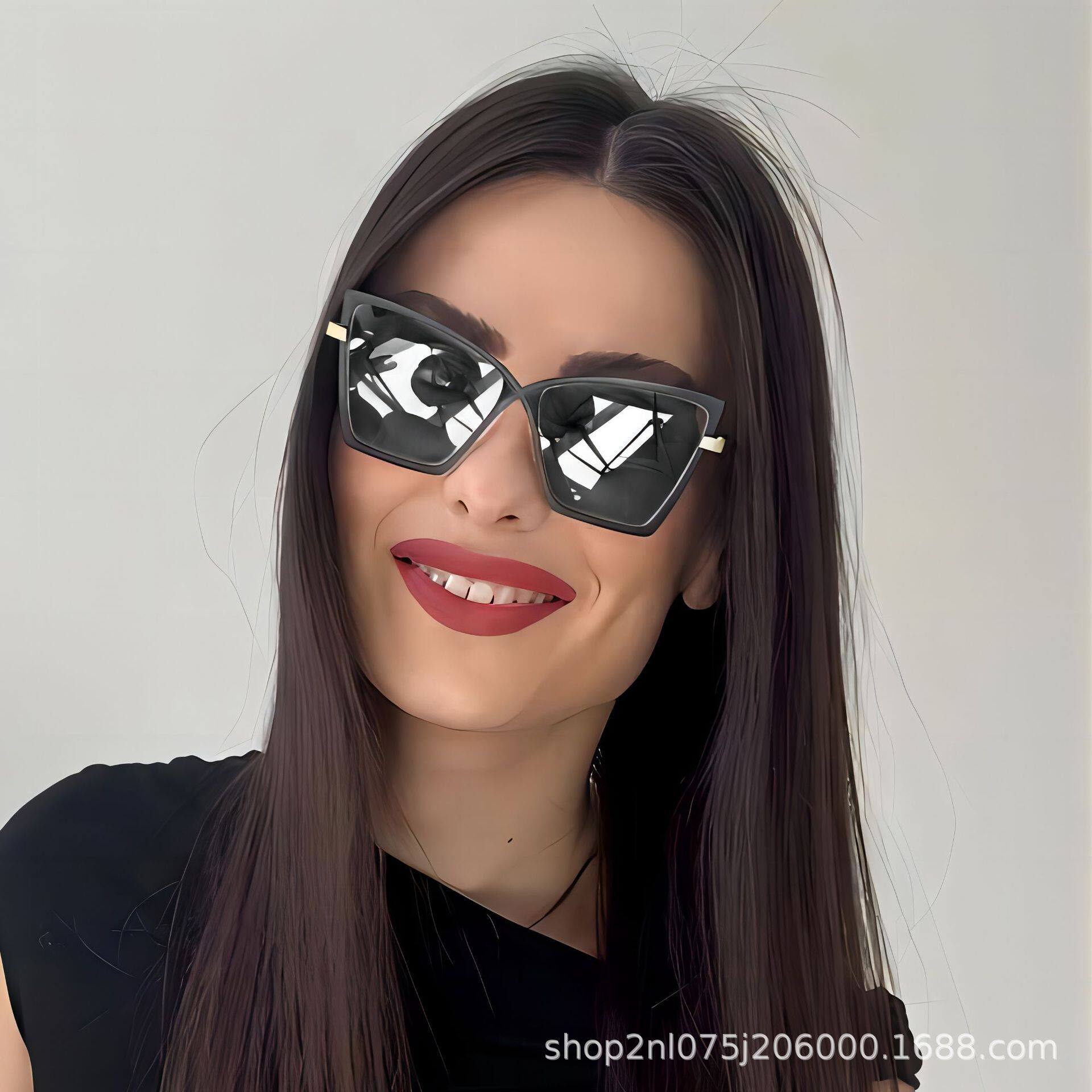 X Cross Glasses Frame Large Frame Cat Eye Metal Anti-Blue Light Flat Mirror Female Stylish Internet Celebrity European and American Fashion Glasses Frame