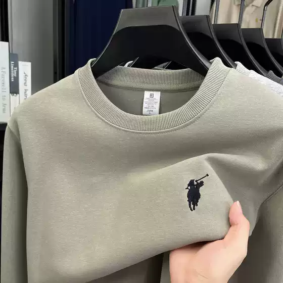 Cross-Border Heavyweight 550g Embroidered Men's Sweatshirt 2025 Autumn and Winter New Round Neck Casual Base Long-Sleeve Sweatshirt for Men