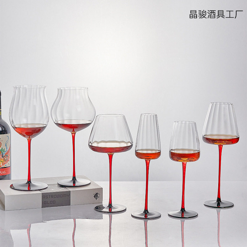 European High-End Red-Footed Glass Red Wine Glass High-End Set Household Goblet Wine Glass Factory Direct Sale